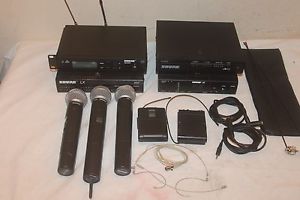 4 Shure Wireless Recievers SLX4/LX/SC W/3 SM58 Microphones & 2 U1 Transmitters