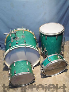 RARITÄT altes DRUMSET vintage drum TROMMEL SET green Tromsa ? Trowa ? Hack ?