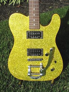 G&L ASAT DELUXE USA CUSTOM GOLD GLITTER-TELECASTER-BIGSBY,SPERZEL,DUNCANS- NEW