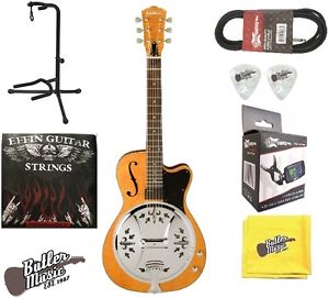 Washburn R60RCE A/E Round Neck Resonator Guitar w/Effin Strings + More