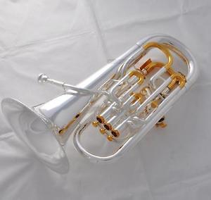 Professional Compensating system Euphonium Silver Gold Plated With Wheel Case