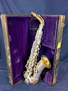 1928 Conn "Chu  Berry" Alto Saxophone Silver w/Gold Bell. Plays. Good Condition.