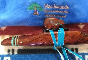 Woodsounds Custom Native American Style Flute F# Minor. Redwood Burl & Turquois