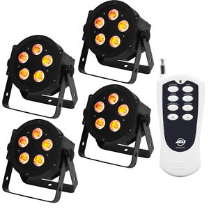 American DJ 5P HEX LED Par Light 4 Pack w/ ADJ Dotz Par RF Wireless Remote