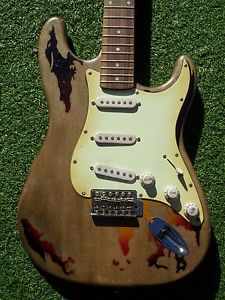 DY Guitars aged Rory Gallagher relic strat ( SRV John Mayer Black1 Black one )