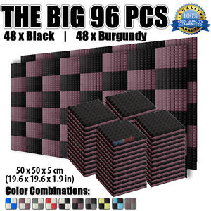 New 50*50*5cm 96 pcs Acoustic Pyramid Foam Studio Sound Absorption 5 Combination