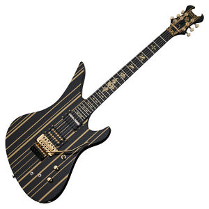 Schecter Synyster Custom-S Electric Guitar - Gloss Black w/Gold Stripes