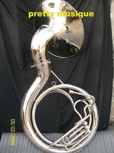 SOUSAPHONE BIG 25" BELL,MADE OF PURE BRASS IN SILVER CHROM + FREE CASE + MOUTHPC