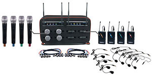 Vocopro MIB-QUAD-8C 8 CH UHF Hybrid Wireless Handheld Headset Lapel Microphone
