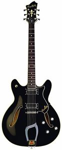Hagstrom VIK-BLK Viking Semi-Hollow Electric Guitar - BLACK GLOSS