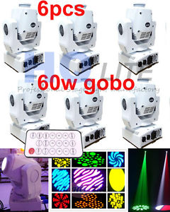 6PCS 60W LED Moving Head Stage Light Gobo Spot DMX512 Disco DJ Party Lighting