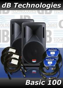 Pair dB Technologies Basic 100 Speakers Cable Bundle