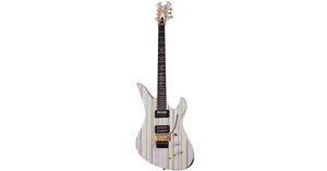 Schecter Synyster Custom S Electric Guitar- Gloss White w/Gold Stripes