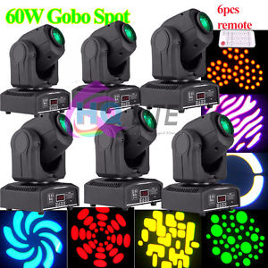 6pcs LED 60w spot Moving Head Light Disco Wedding Party DJ American color gobo