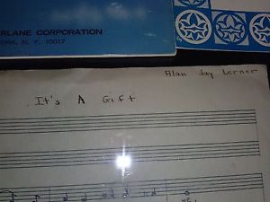 Alan Jay Lerner Personal Music Score Lot Harvard Broadway / Unpublished Song
