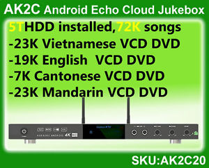 Android Cloud HDD ECHO Karaoke Jukebox,5TB,Vietnamese+English+Cantonese+Mandarin