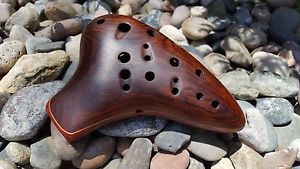 Custom modified Hind Double Alto C Ocarina - H. Rosewood and Padauk /w 2 octaves