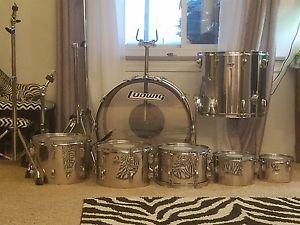 1970's Ludwig Vintage Classic Drum Set Silver Stainless All Original Rare Huge
