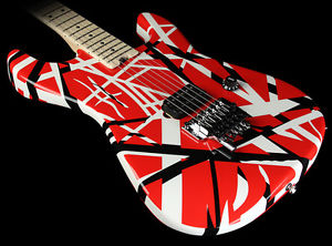 EVH Striped Series Electric Guitar Red with Black and White Stripes