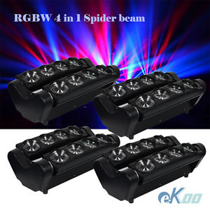 4Pcs! 8x10W RGBW LED Spider Beam Moving Head stage lighting DJ Party American