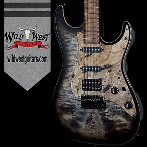 Suhr Custom Standard Maple Top Trans Charcoal Burst Reverse Head (HSS)