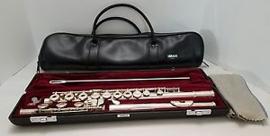 Yamaha 481 II Open Hole w/Plugs Silver Flute B foot Inline G w/Case & Bag