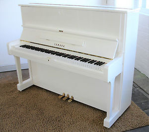 Yamaha U1 Modern Upright Piano In High Gloss White - Immaculate Condition