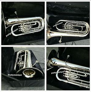 TUBA EB PITCH BRAND NEW IN SILVER CHROME POLISH +HARD CASE+MOUTHPC +FREE SHIPPIN