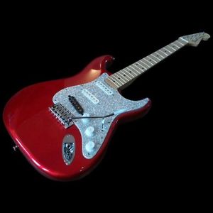 Electric Strat Tribute Guitar Hand Embellished Genuine Crystals Scratch Plate