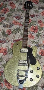 Nice Dearmond Guild M75T Champagne Gold Sparkle Flake Bigsby Korea Guitar M-75T