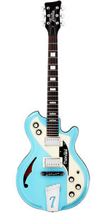 ITALIA MONDIAL CLASSIC BLUE SEMI HOLLOW ELECTRIC GUITAR & DELUXE GIG BAG