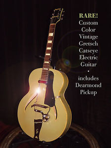 Gretsch vintage guitar acoustic spruce archtop catseye green Dearmond pickup 51