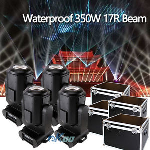 4PCS NEW Waterproof Outdoor 350W 17R Beam Lighting Moving Head w/ flightcase