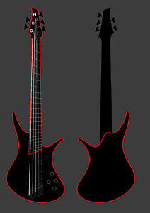 WEGuitarsUK - HrBf, 5 String, Fanned Fret, Bass Guitar - Hand Made to Order.