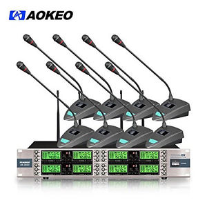 Aokeo AK-8000 8 Channel Wireless Microphone System with 8 Lavalier Microphone