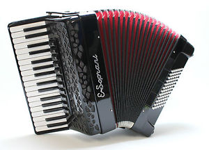 FISARMONICA E. Soprani 72 Bass, 4-chörig, nero, Musette mit 3 (J). Garanzia