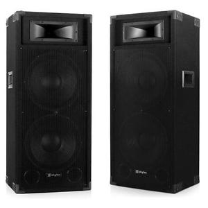 ACTIF ENCEINTES DE SONO DJ PAIRE 2x38CM (15") SUBWOOFER STUDIO BOÎTE AUX MICRO