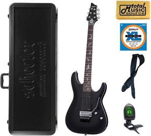 Schecter Damien Platinum 6 Floyd Rose Electric Guitar, Satin Black, 1183,Case B