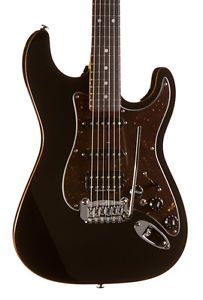 G&L USA Legacy HSS Electric Guitar, Black with Wood Binding, Rosewood Board