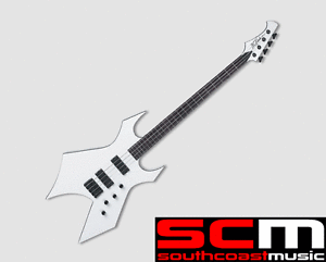 RRP $1100 BC RICH PAOLO SIGNATURE WARLOCK ELECTRIC BASS GUITAR WHITE EBONY
