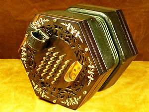 Rare English (Patent) Concertina by George Case, ends in fine macassar ebony