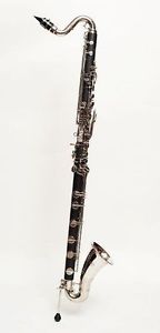 (Low C ) Bass Clarinet Bb Key Hard Bakelite Body Nickel Plated Nice Tone #A-136