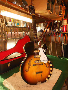 Vintage 1960's Harmony Rocket H-59 Triple Pickup Electric Hollowbody Guitar