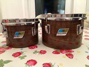 Vintage Ludwig Pair Concert Toms/Stand 8" & 10" 1978 Blue/olive Mahogany Cortex