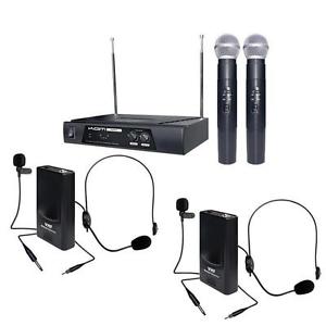 6 VHF RADIO SENZA FILI MICROFONO SET TRASMETTITORE PALMARE CUFFIA MICROFONO