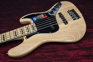 Fender American Elite Jazz Bass V, Maple Electric Bass Guitar Natural 031604