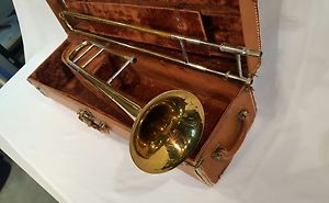 Vintage Martin Handcraft Elkhart Ind USA Committee trombone case and mouthpiece