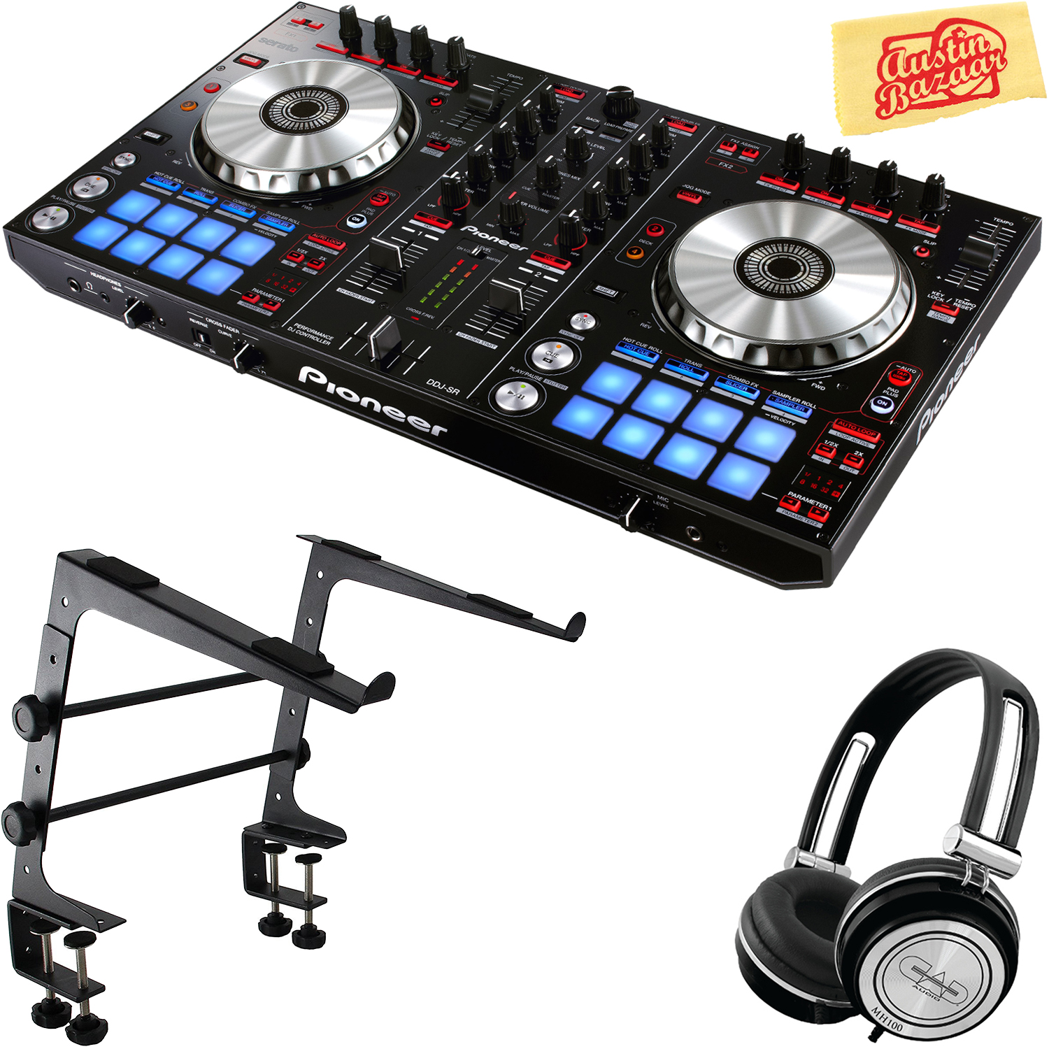 Pioneer DDJ-SR Portable 2-Channel Controller w/ Stand, Headphones