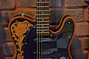 NOS Fender Telecaster Electric Guitar w/ AWESOME Floral Custom Leather Cover RG8