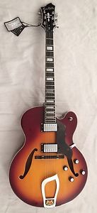 Hagstrom HJ-800 16” Sunburst Archtop Guitar Dual Mounted Pickup Hardshell Case
